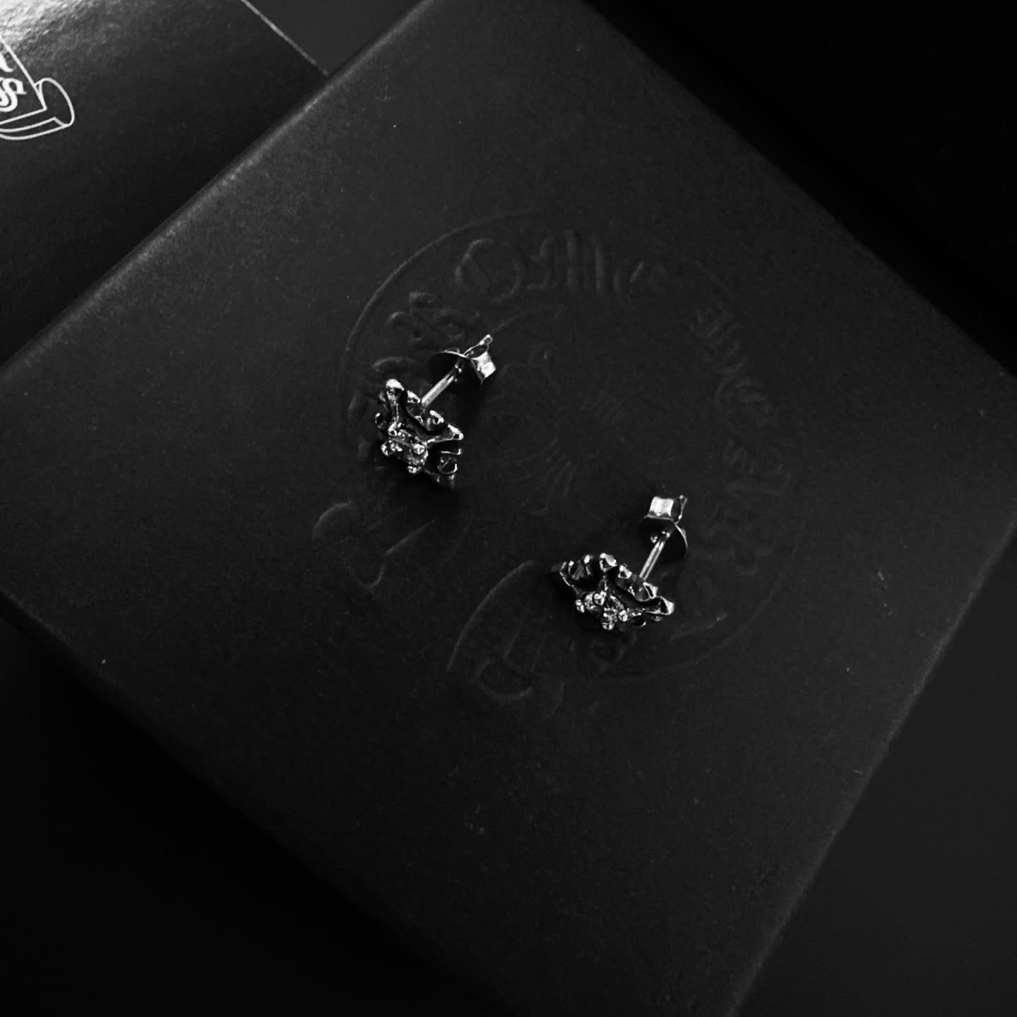 Chrome Hearts Silver Crown Stud Earrings